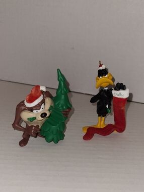 Looney Tunes Holiday Daffy Duck & Taz Ornament Set VINTAGE 2002
